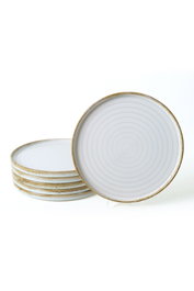 Hermia Juego de platos de servicio de gres cerámico, 27 cm, 6 piezas, Blanco